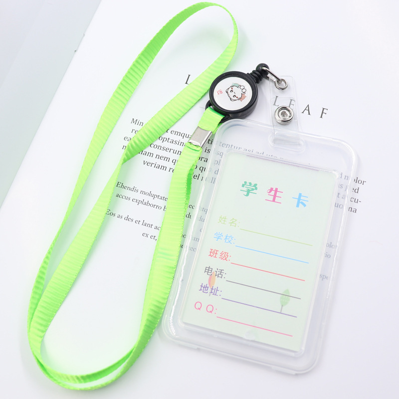 Manga de tarjeta transparente para estudiantes de campus con lanyards manga de tarjeta de identificación retráctil manga de tarjeta de autobús manga de tarjeta de arroz placa de identificación manga de tarjeta de acceso details Picture