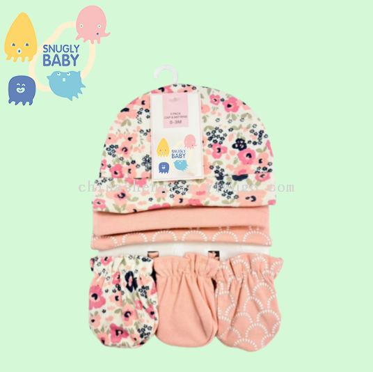 外贸宝宝婴儿帽子手套套装婴童用品婴幼儿礼包婴儿套装卡通印花