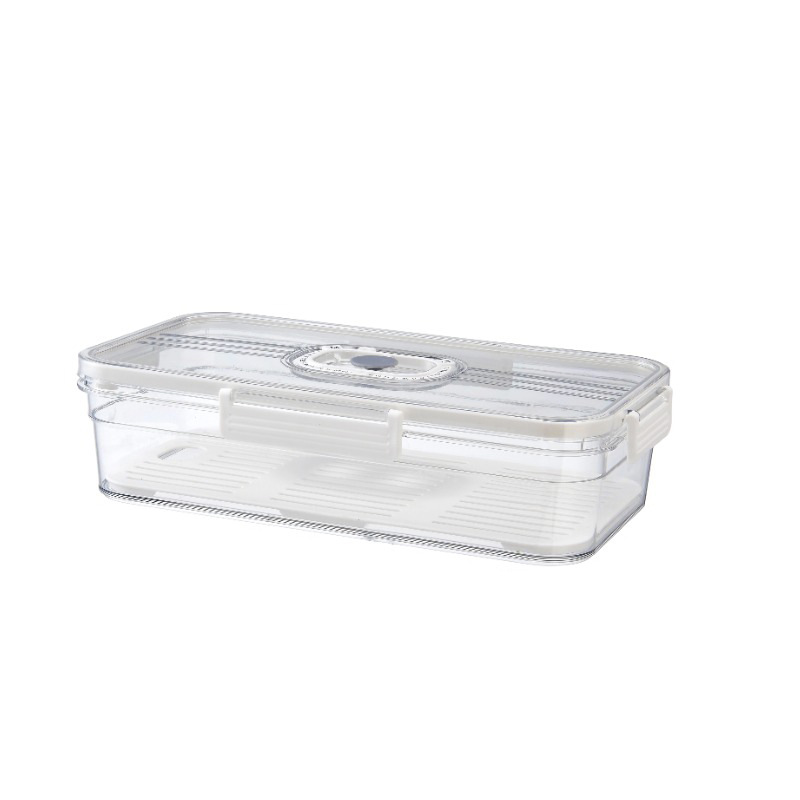 Refrigerator draining storage box, PET kitchen timing freezing sealed large-capacity storage box, plastic transparent fresh-keeping box Specification image