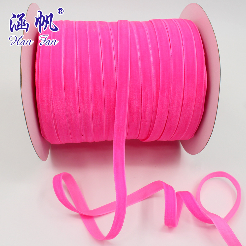 1CM multi-color single-sided flocking tape, clothing cap strap, wedding decoration strap, 3-inch velvet strap, factory in stock at special price Specification image