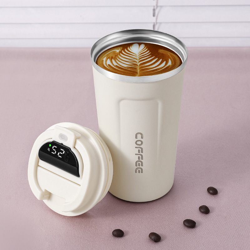 Wholesale of cross-border 304 stainless steel coffee cups, smart temperature-measuring insulated cups, outdoor car water cups, portable and easy-to-use cups Item Picture