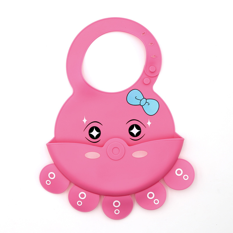Octopus-style silicone bib, baby drool pocket, baby bib pocket, waterproof drool pocket, children's food pocket, no need to wash