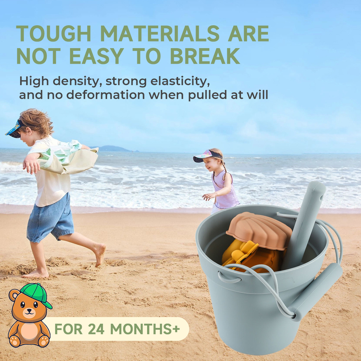 Zhejiang Sheng Cross-border Children's Toys Parent-Child Interactive Sand and Water Play Set, Sand-digging Shovel Bucket, Seaside Silicone Beach Bucket details Picture