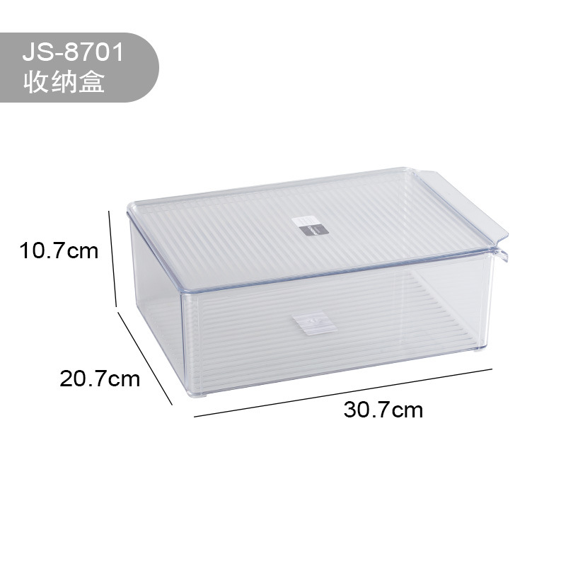 Transparent PET food-grade office file desktop storage box, kitchen fruit and vegetable storage box, household refrigerator storage box Specification image