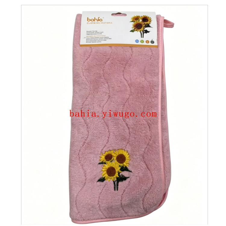 35*70cm striped cleaning towel, embroidered sunflower towel, tea room absorbent cleaning tea towel Specification image