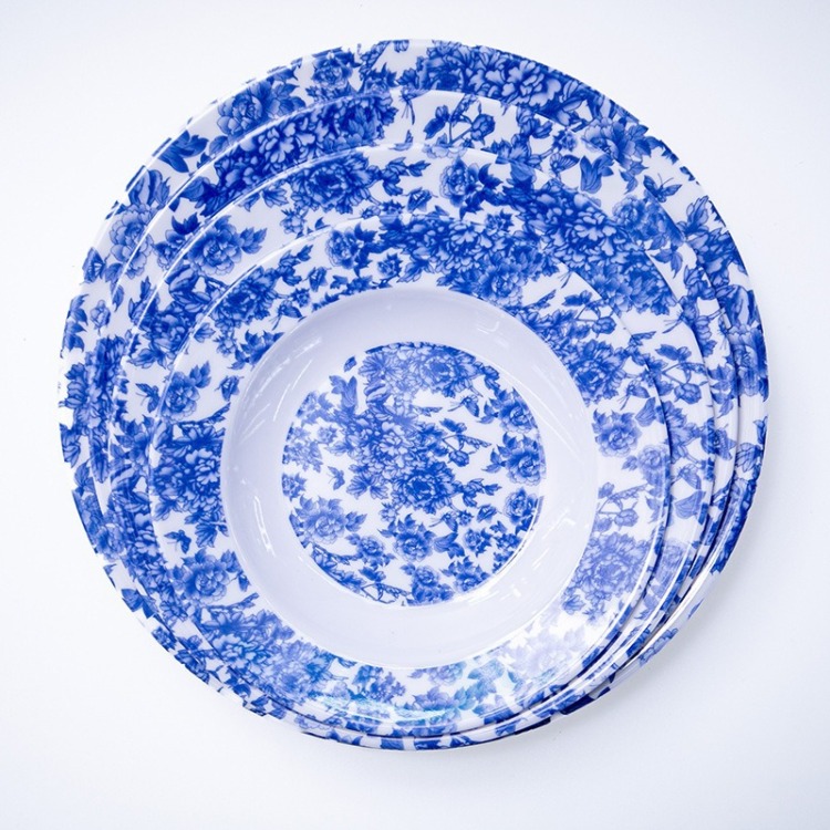 Cross-border melamine factory plates: Customized three-compartment plates with LOGO patterns based on provided drawings or samples