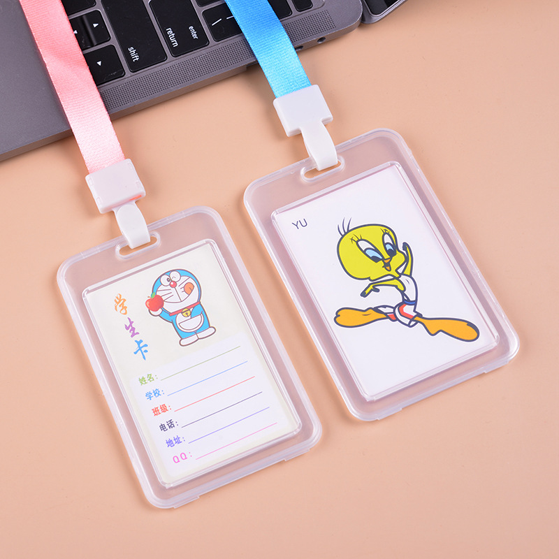 Creative flip-top card holder, student card, double-sided transparent hard card holder, meal card holder, wholesale plastic work ID, school badge, PP Specification image