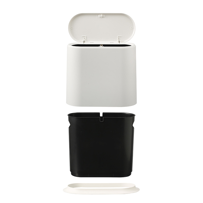 白色夹缝家用带盖垃圾桶不弯腰便捷型垃圾桶