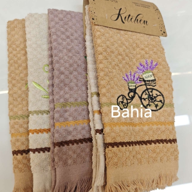 Multi-color mixed absorbent embroidered cotton tea towel Specification image