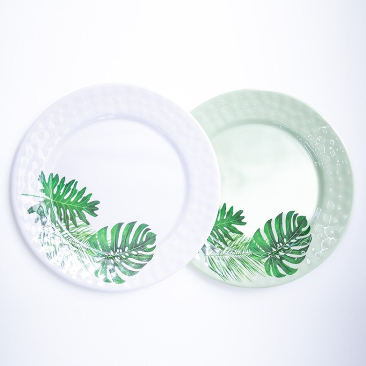 Creative painted pattern melamine texture tableware, forest-style personalized steak Western plate, home pasta bowl and plate set