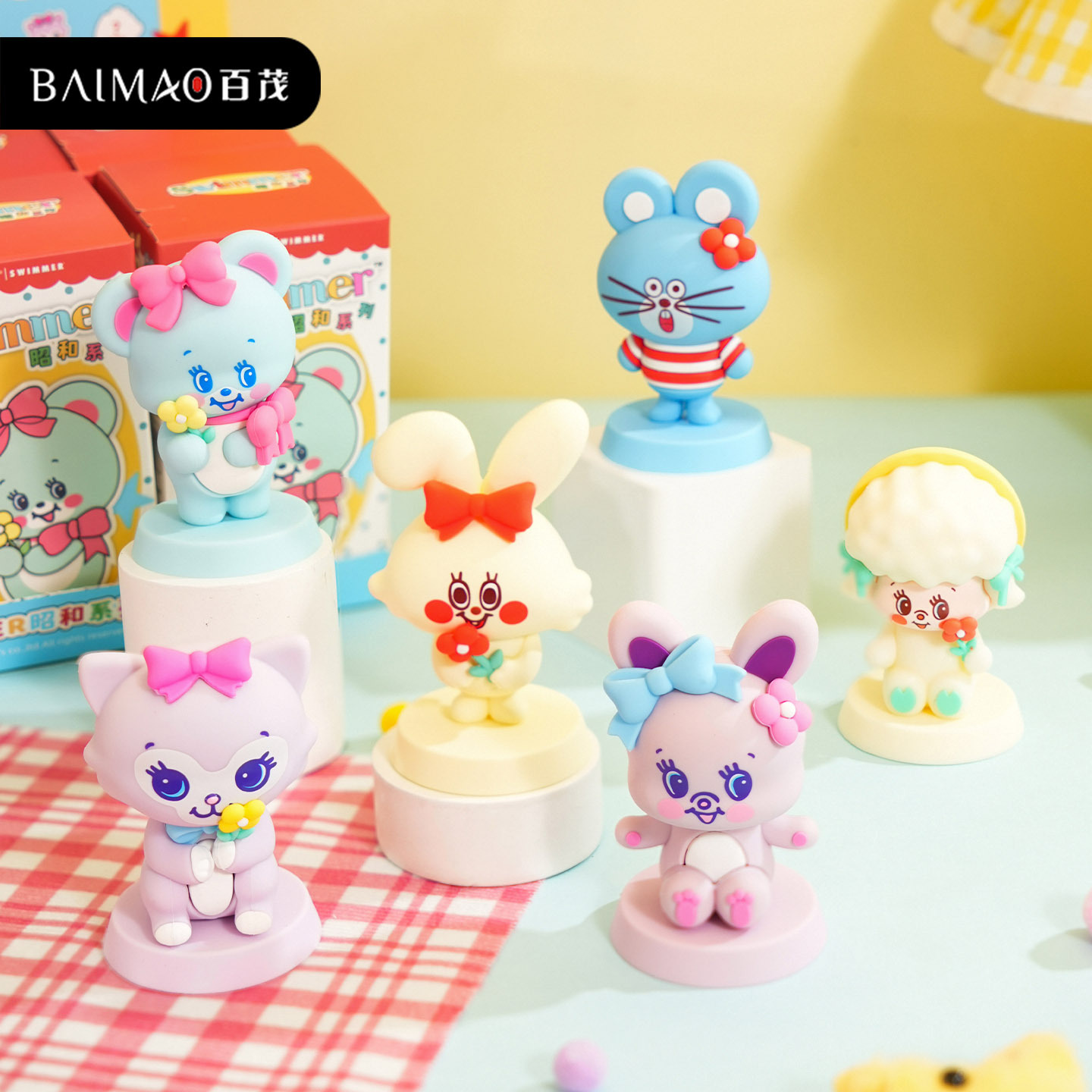 Official swimmer Showa series blind box, creative and cute figurine ornaments, car table display, trendy figurine toys Specification image