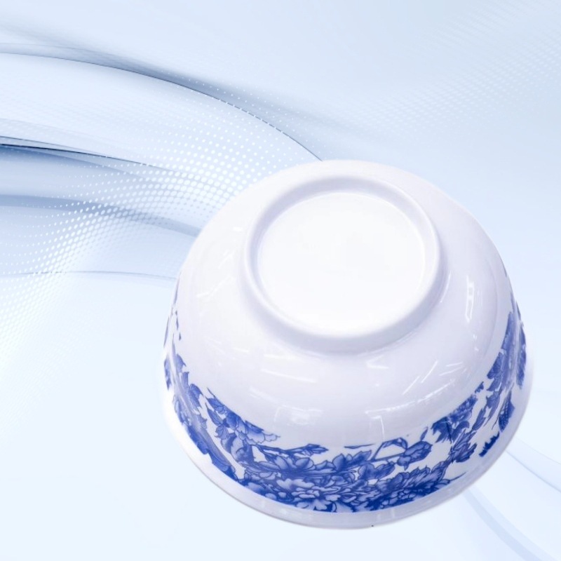 Cross-border imitation porcelain creative blue and white porcelain pattern round melamine tableware plate, cold dish plate, plate, hot pot plate, hotel round plate