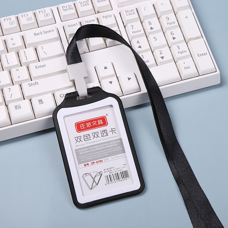 Beauty shoulder work ID card holder, double-sided transparent multi-color name tag, plastic work ID card, student ID card, work badge, exhibition pass Specification image