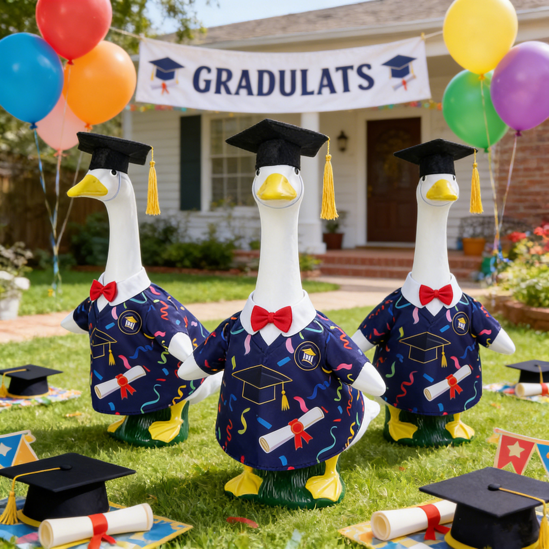 2026 New graduation Season porch goose clothing, interesting bachelor's gown, hat set, goose clothing manufacturer cross-border wholesale