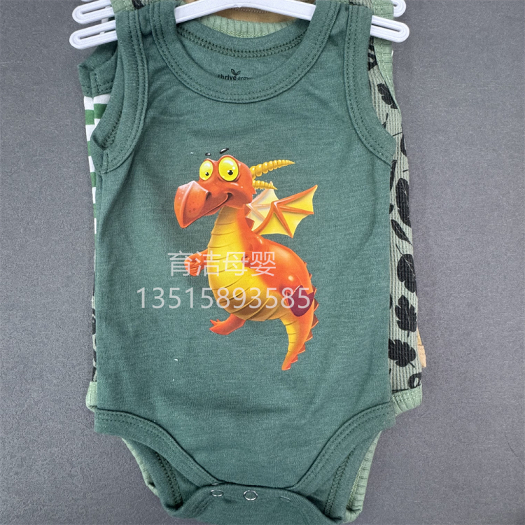 5件套男宝包屁衣套装吊带婴儿衣服蓝色外贸包屁衣儿童衣服批发