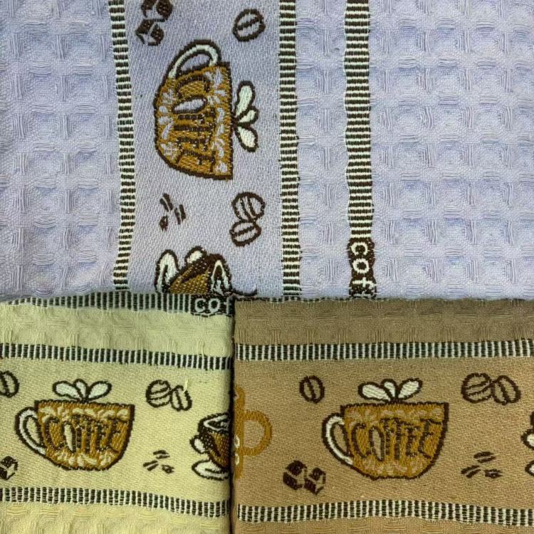 Coffee-embroidered edge-wrapped tea towels, tea MATS, tea tables, tea sets, cleaning cloths, waffle grids, tea room rags details Picture