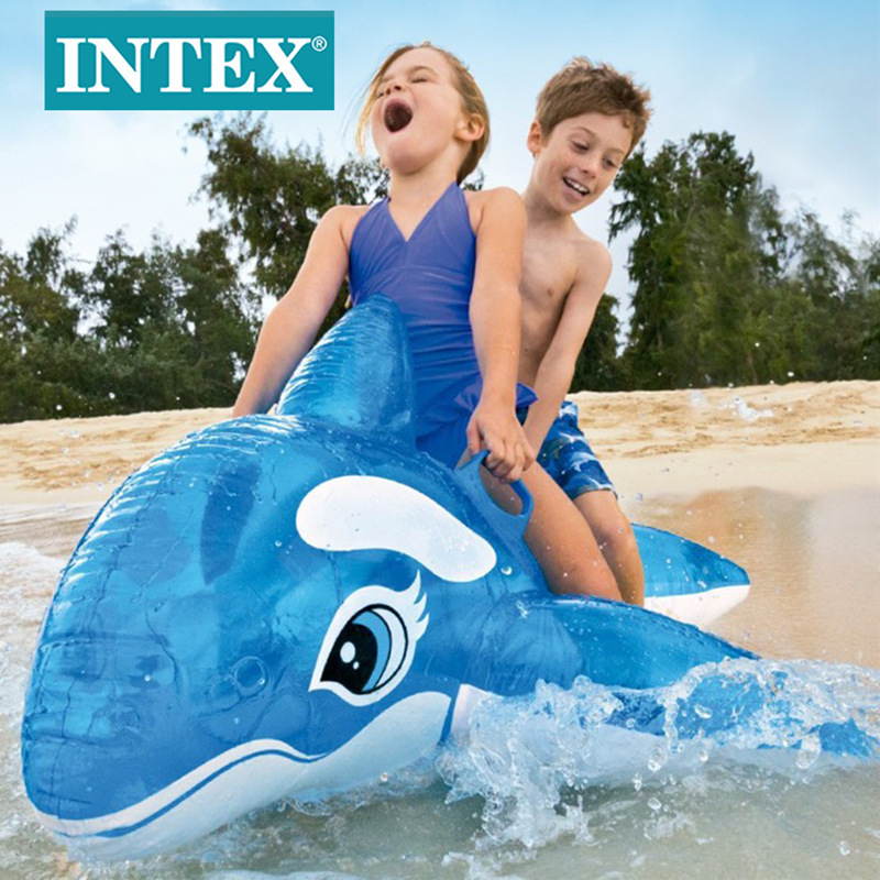 INTEX58523 Transparent blue whale mount Inflatable animal mount Water Play toy for children and adults surfing