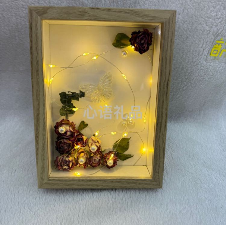 永生花灯光相框摆件，情人节礼物，母亲节礼物，各种节日礼物细节图