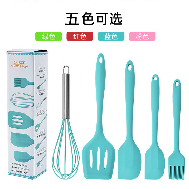 Silicone spatula, scraper, brush, egg beater, 5-piece set of silicone kitchenware, kitchen utensil set, kitchen cooking utensils Application Scenario