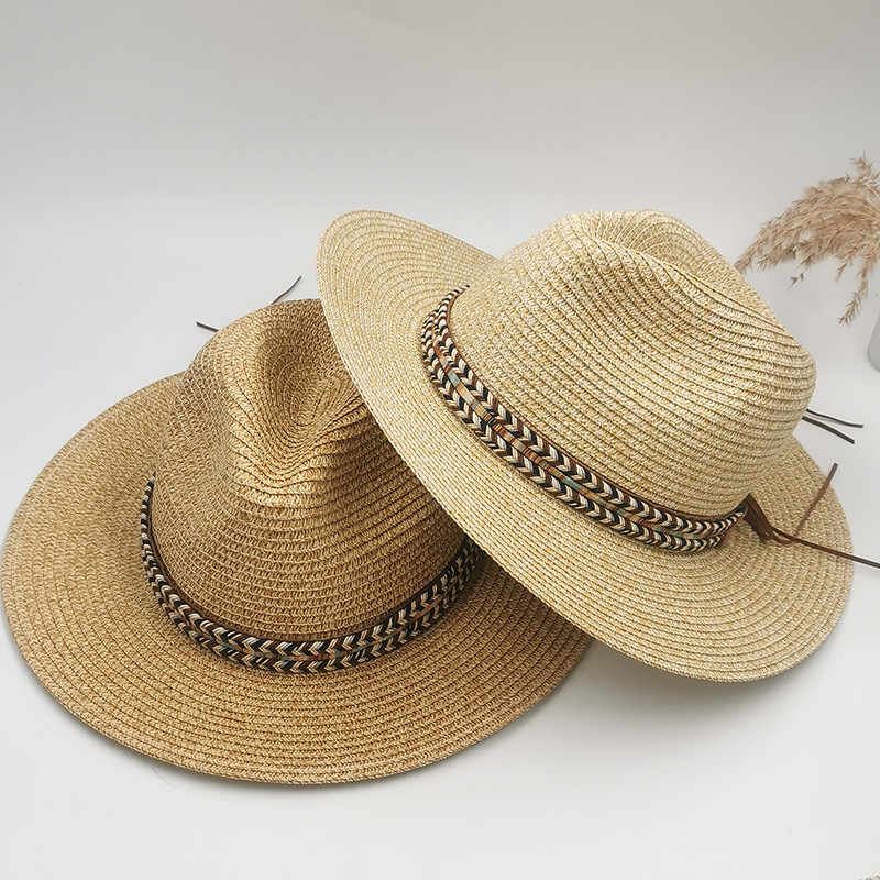 New top hats, European and American export new women's hats, cross-border jazz hats, Lafite straw hats, adult hats wholesale details Picture