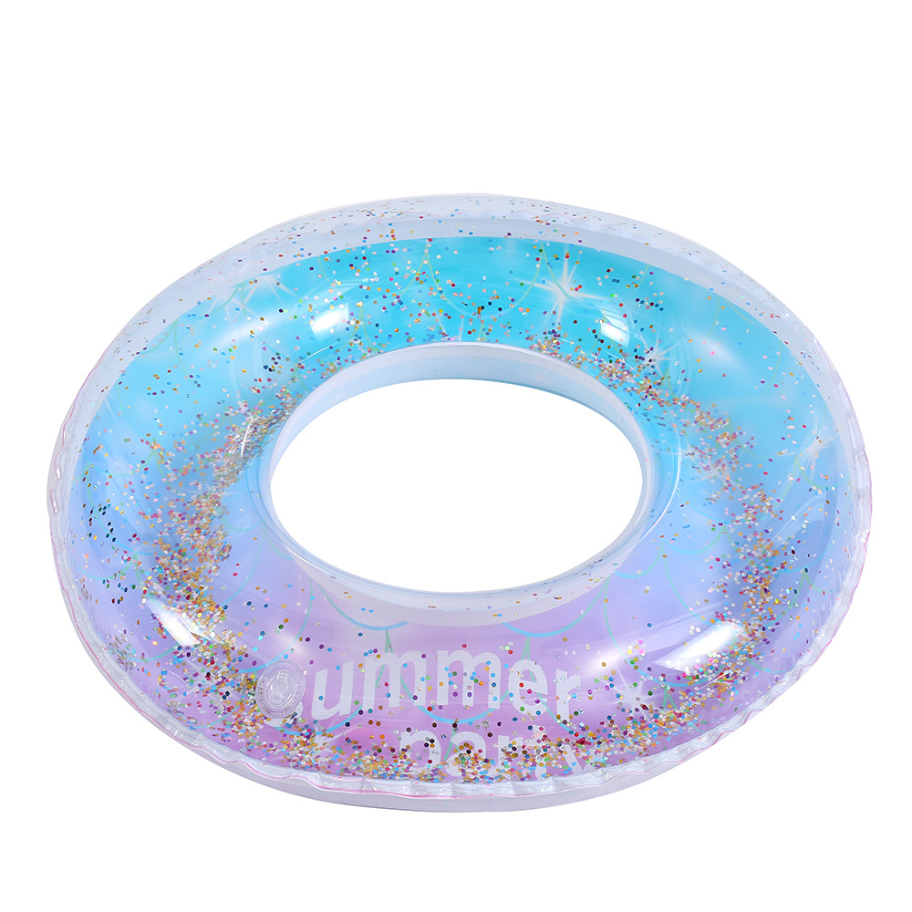 The new trendy sequined starry sky swimming ring, semi-transparent inflatable life buoy, and thickened underarm ring are all bestsellers details Picture