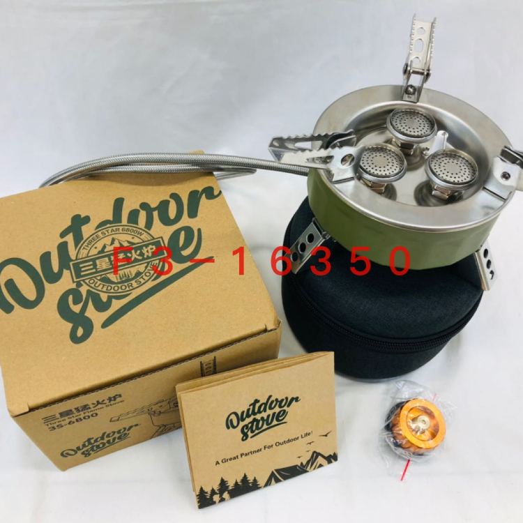 Outdoor portable three-core high-flame stove, camping, self-driving tour gas stove, picnic and camping gas three-head stove, source factory, source factory Item Picture