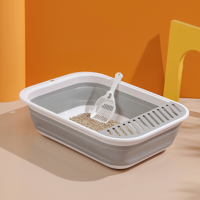 Wholesale of new semi-enclosed folding cat litter boxes, extra-large anti-splash cleaning cat supplies Item Picture