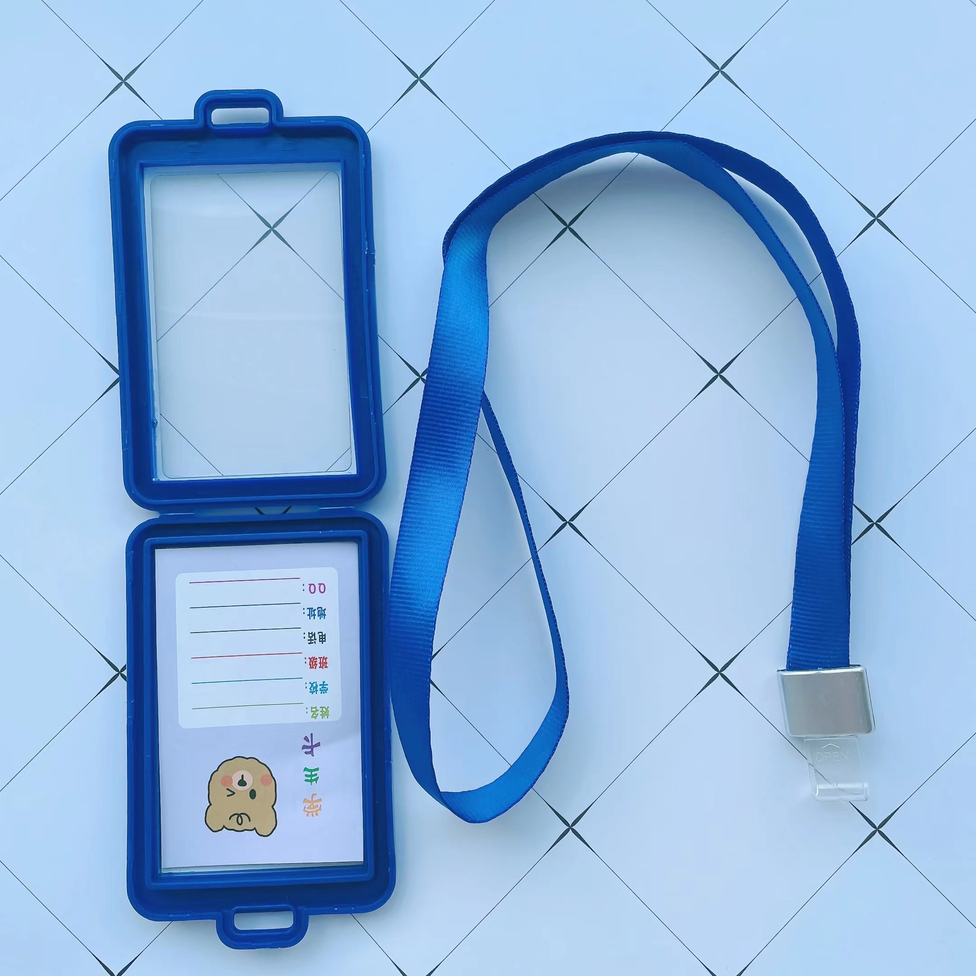 Cute cartoon pendant, easy-pull buckle, ID card holder, tag rope, hanging rope, card holder Specification image