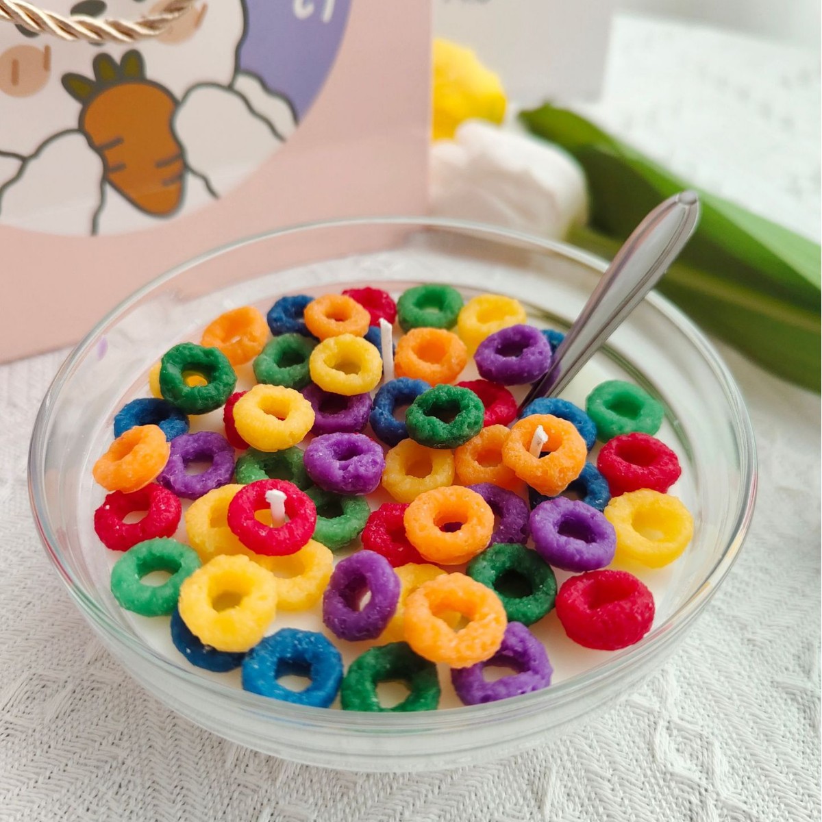 麦片碗香薰蜡烛仿真食玩摆件大豆蜡拍摄道具手工创意礼品谷物圈