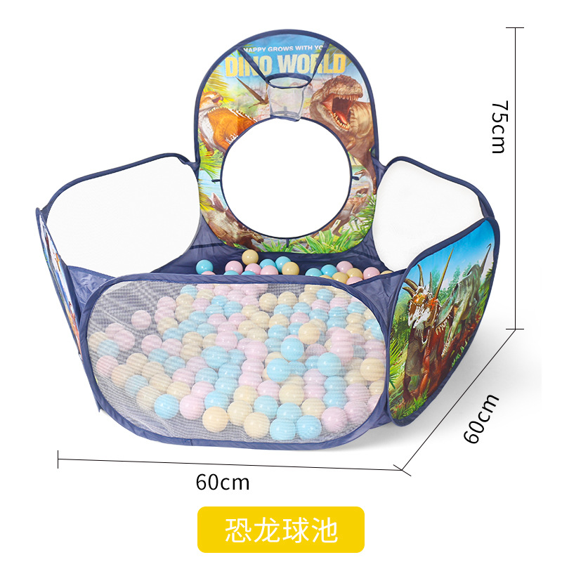 跨境恐龙蒙古包儿童帐篷室内外可折叠免安装游戏屋爬行隧道投篮池产品图