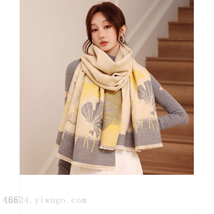 Cross-border scarf wholesale 27 high-speed jacquard series Ginkgo leaf cash on delivery scarf e-commerce supply Application Scenario