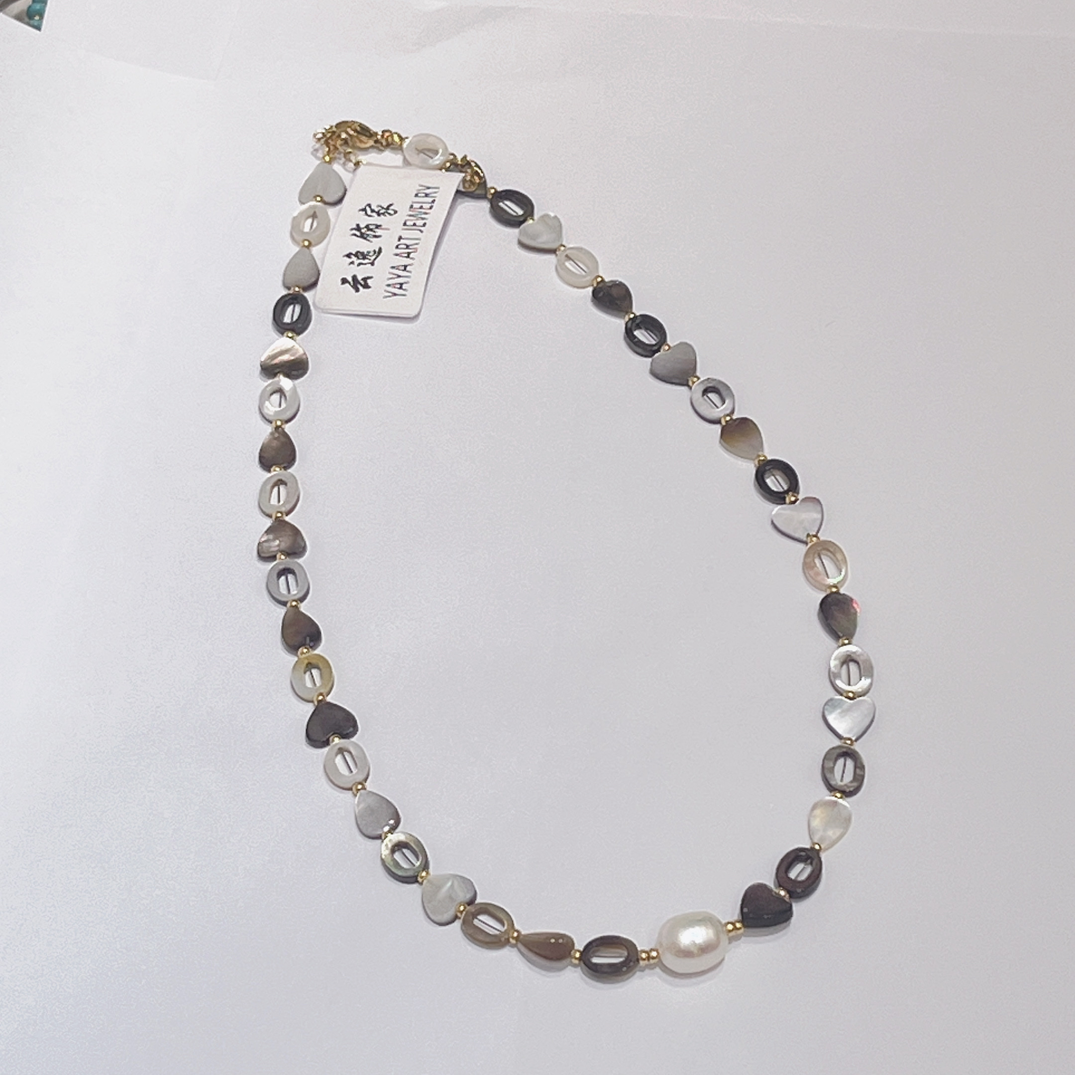 Yunyi Shijia Shell Necklace with carved geometric shapes freshwater pearl jewelry wholesale Original necklace, freshwater pearl exaggerated necklace details Picture