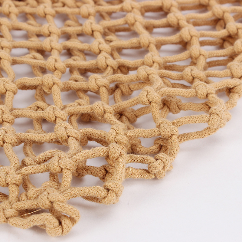 New ins style single-shoulder woven bag, trendy forest-themed cotton rope woven bag, vacation cotton rope net bag, beach bag details Picture