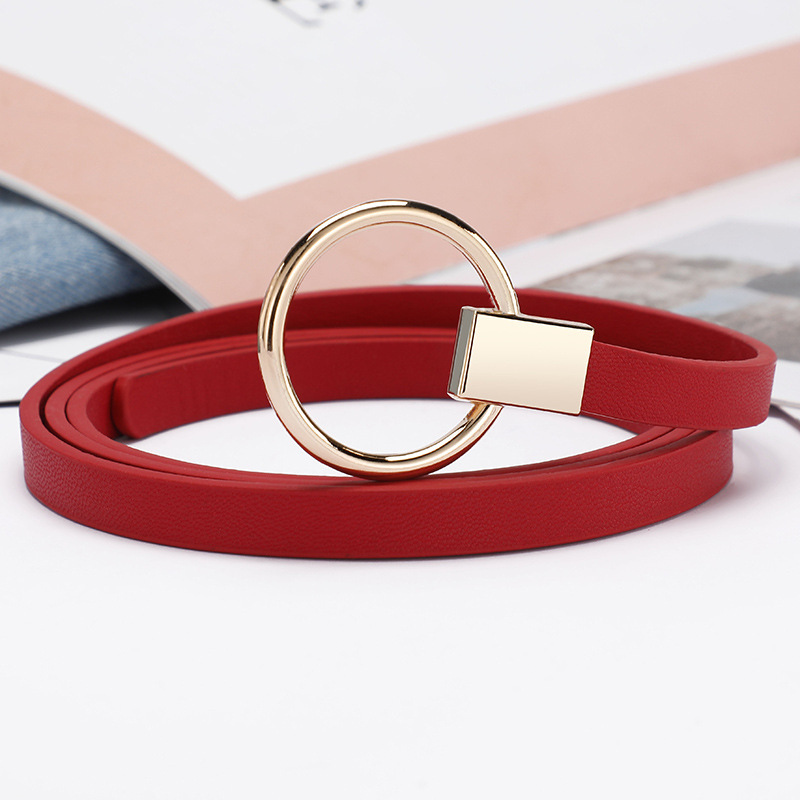 The new women's knotted small belt pairs well with a sweater dress for decoration. The Korean-style thin waist belt is versatile and the round buckle belt is perfect for women Item Picture