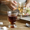Glass cup, creative coffee cup, retro handle special drink cup, transparent glass coffee cup, popular Instagram flower tea cup Specification image