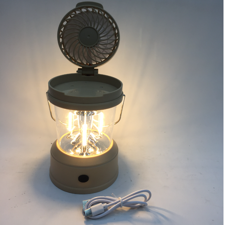 跨境新款夏天露营风扇手提灯七彩舞台变色马灯风扇马灯露营帐篷灯细节图