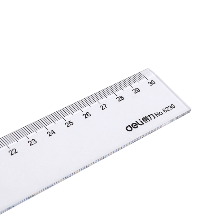 Deli Office student stationery plastic transparent 30CM straight ruler Item Picture