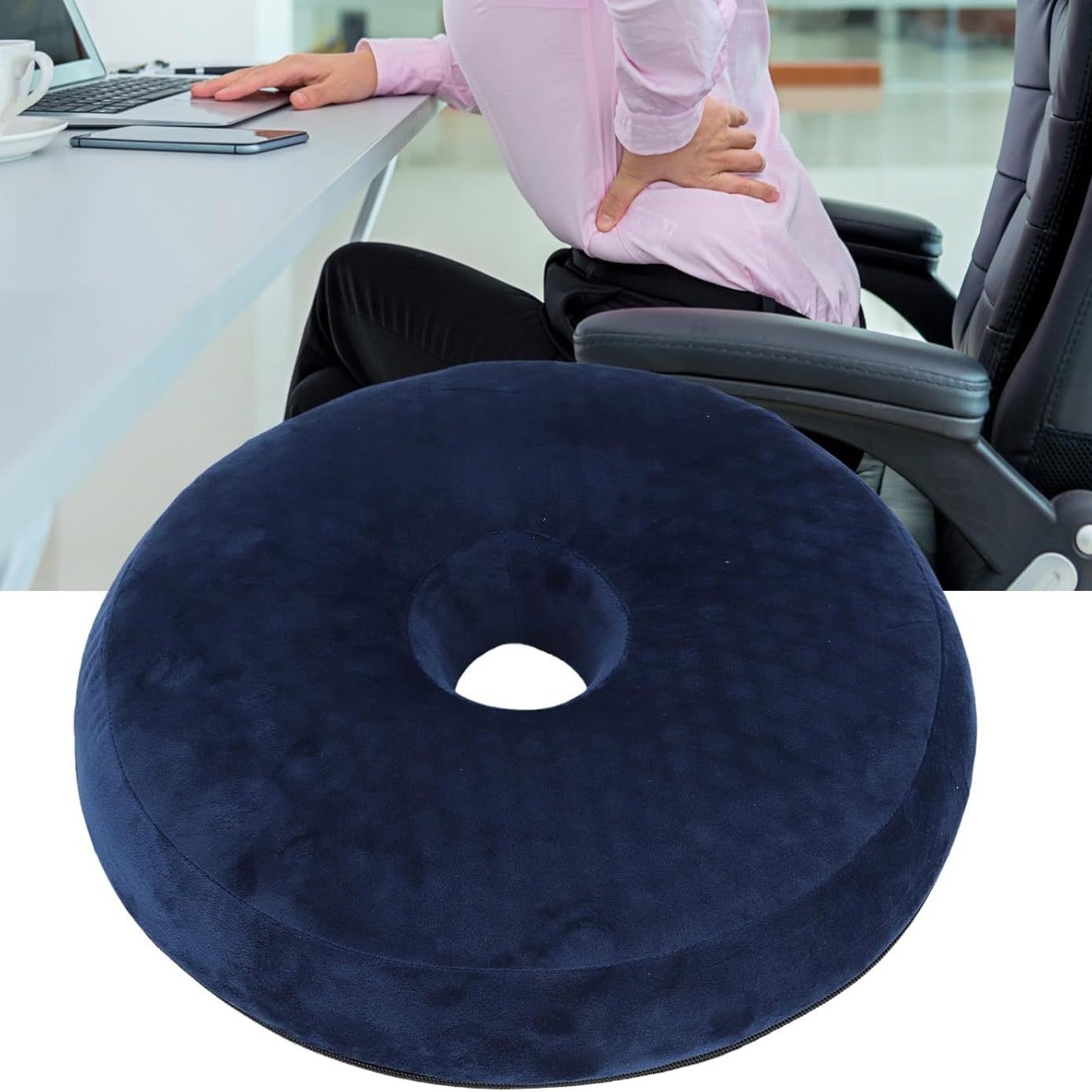 Cross-border exclusive ventilation seat cushion, slow rebound seat cushion, memory foam hollow anti-hemorrhoid seat cushion, thickened round cushion, chair cushion full figure
