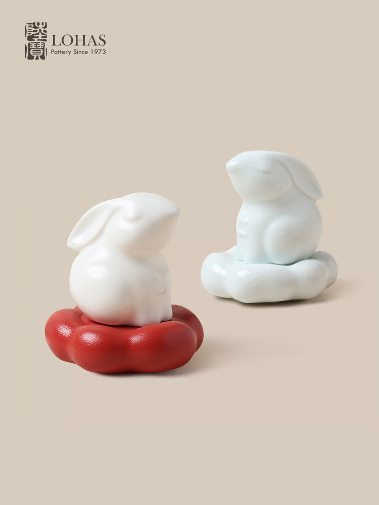 Lubao Ceramic tea set accessories, new tea sets, tea pet ornaments, premium and high-end rabbit tea pets, tea toys with incense sticks details Picture