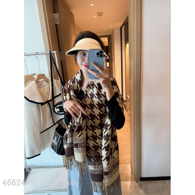 Cross-border scarf wholesale e-commerce live streaming supply chain supply double-sided letter thousand bird grid details Picture