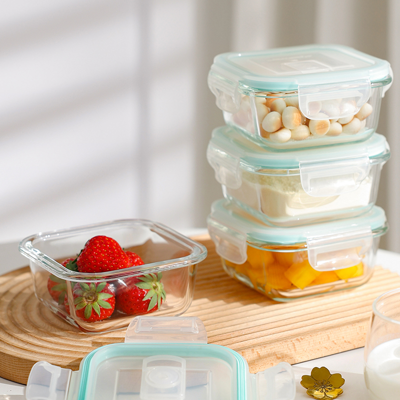 Fresh-keeping box, glass baby food box, steamable, microwave oven, baby mini lunch box, fresh-keeping bowl, quantitative storage box