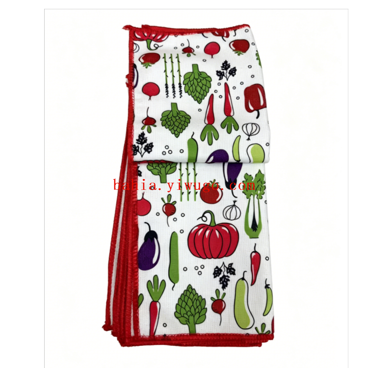 A variety of printed 30*30cm lockstitch multi-layer mesh cloth for kitchen dishcloths and cleaning scouring pads