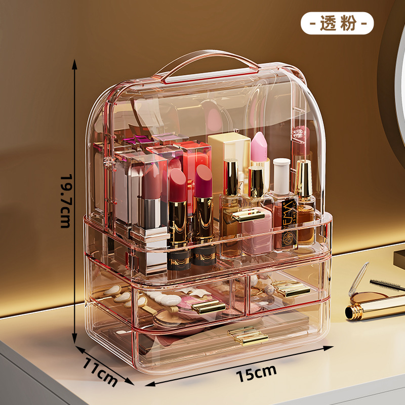 Cosmetics storage box desktop, large-capacity drawer-type skin care product rack, dressing table, lipstick and eyebrow pencil organization box details Picture