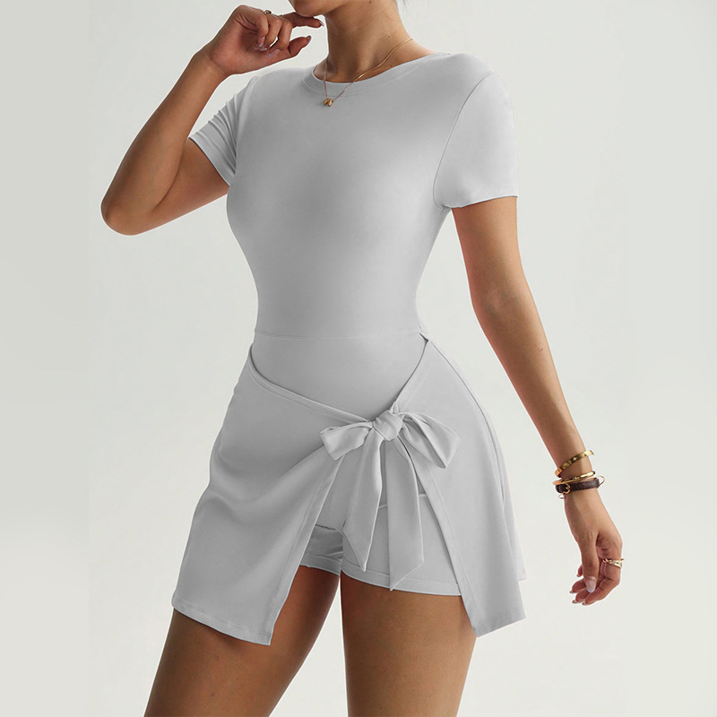 Yoga one-piece short skirt, tight backrest fake, two outdoor fitness, anti-glare sports tennis dress, women's cross-border special supply Application Scenario