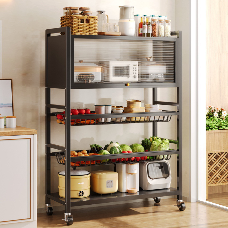 Kitchen storage rack, sideboard, floor-standing multi-layer fruit and vegetable storage rack, household multi-functional cookware storage rack