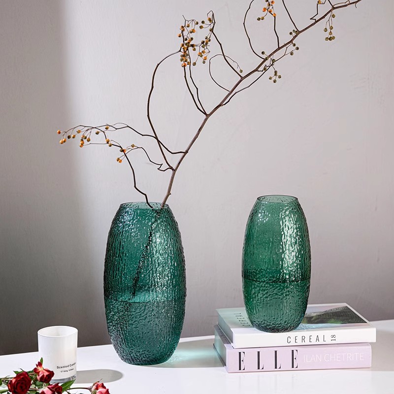 代发包邮大号玻璃花瓶轻奢复古透明水养龙柳马醉木摆件客厅插花产品图