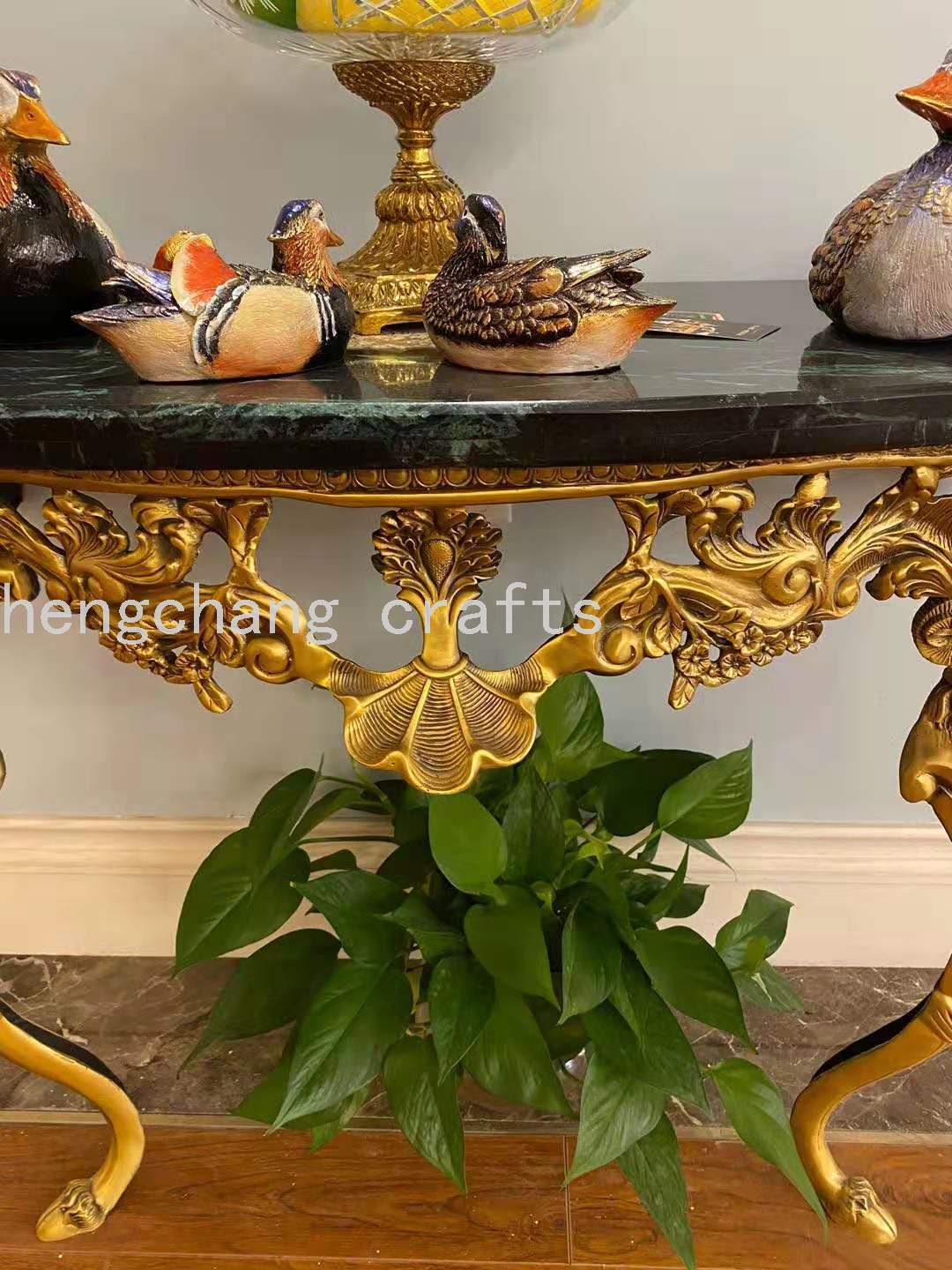 欧式豪华铜雕大理石玄关桌产品图