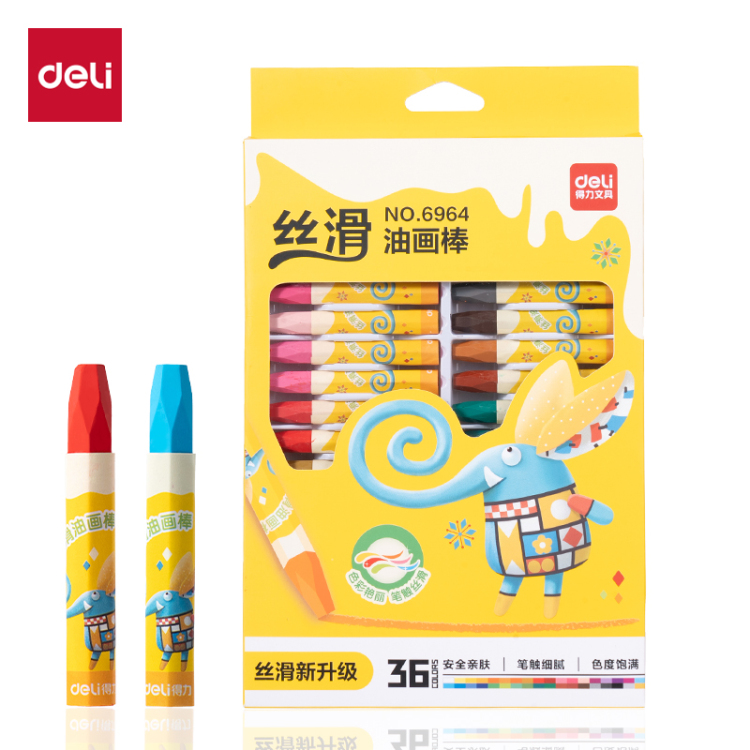 Deli Silky Smooth student's crayon silky smooth hexagonal 36-color oil pastels Application Scenario