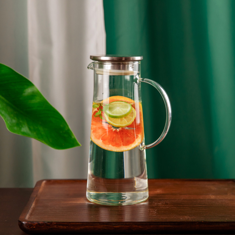 玻璃壶/玻璃水壶/玻璃凉水壶/琉璃果汁缸/条纹壶细节图