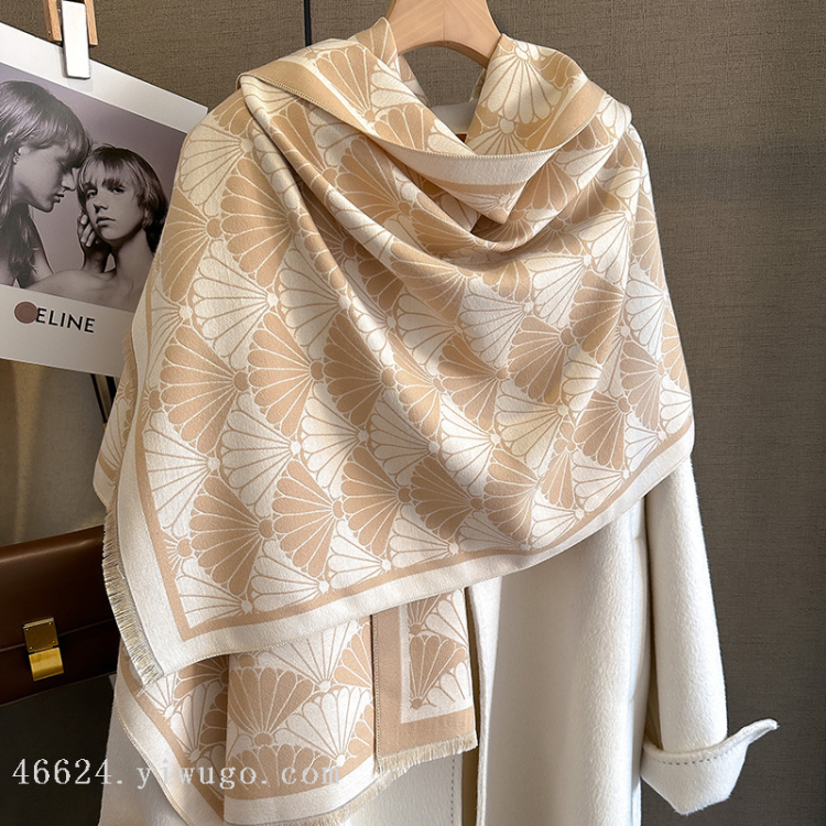 Bufandas transfronterizas al por mayor e-commerce cadena de suministro en vivo 27 alta velocidad colección jacquard ginkgo biloba Item Picture